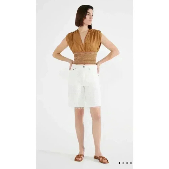 ETICA DENIM Narin Relaxed Long Short White Laser Vortex NEW NWT! - Picture 6 of 9